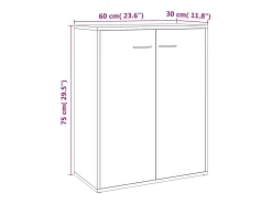 Aparador de roble ahumado 60x30x75 cm Madera de ingeniería