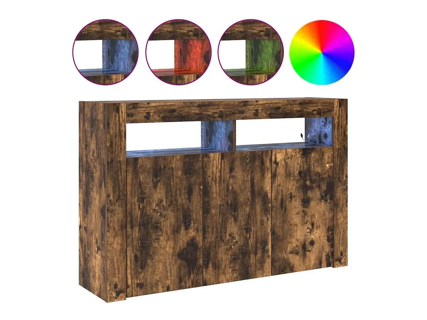 Aparador de roble ahumado de madera de ingeniería 116 x 30 x 75 cm
