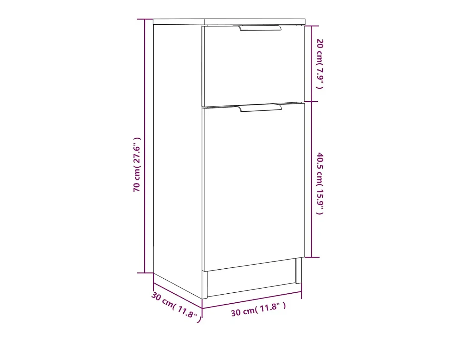 Aparador de roble ahumado 30x30x70 cm Madera de ingeniería