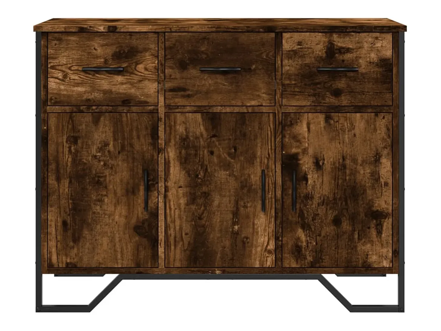 Aparador de roble ahumado 97x32,5x74,5 cm madera de ingeniería
