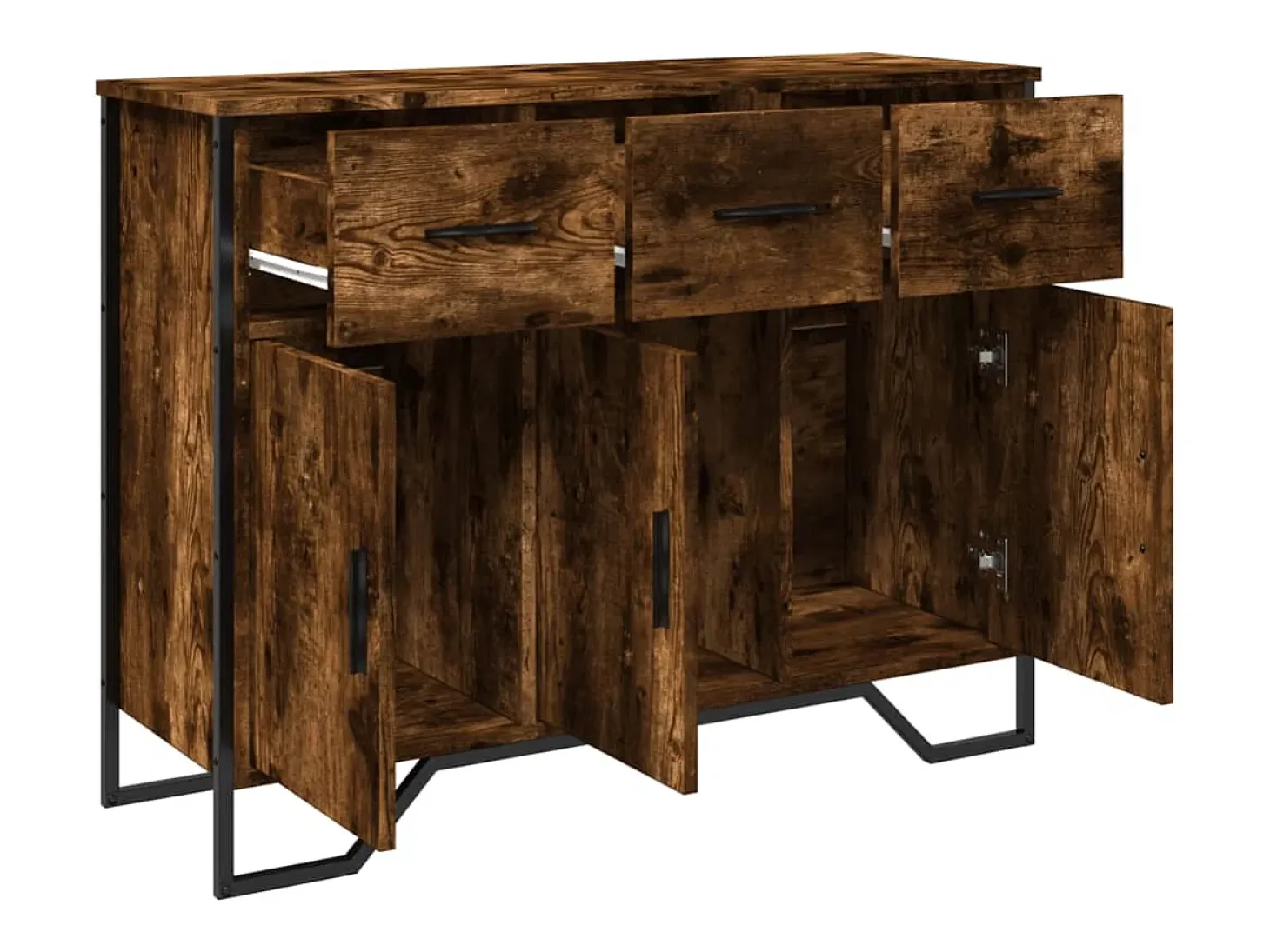 Aparador de roble ahumado 97x32,5x74,5 cm madera de ingeniería