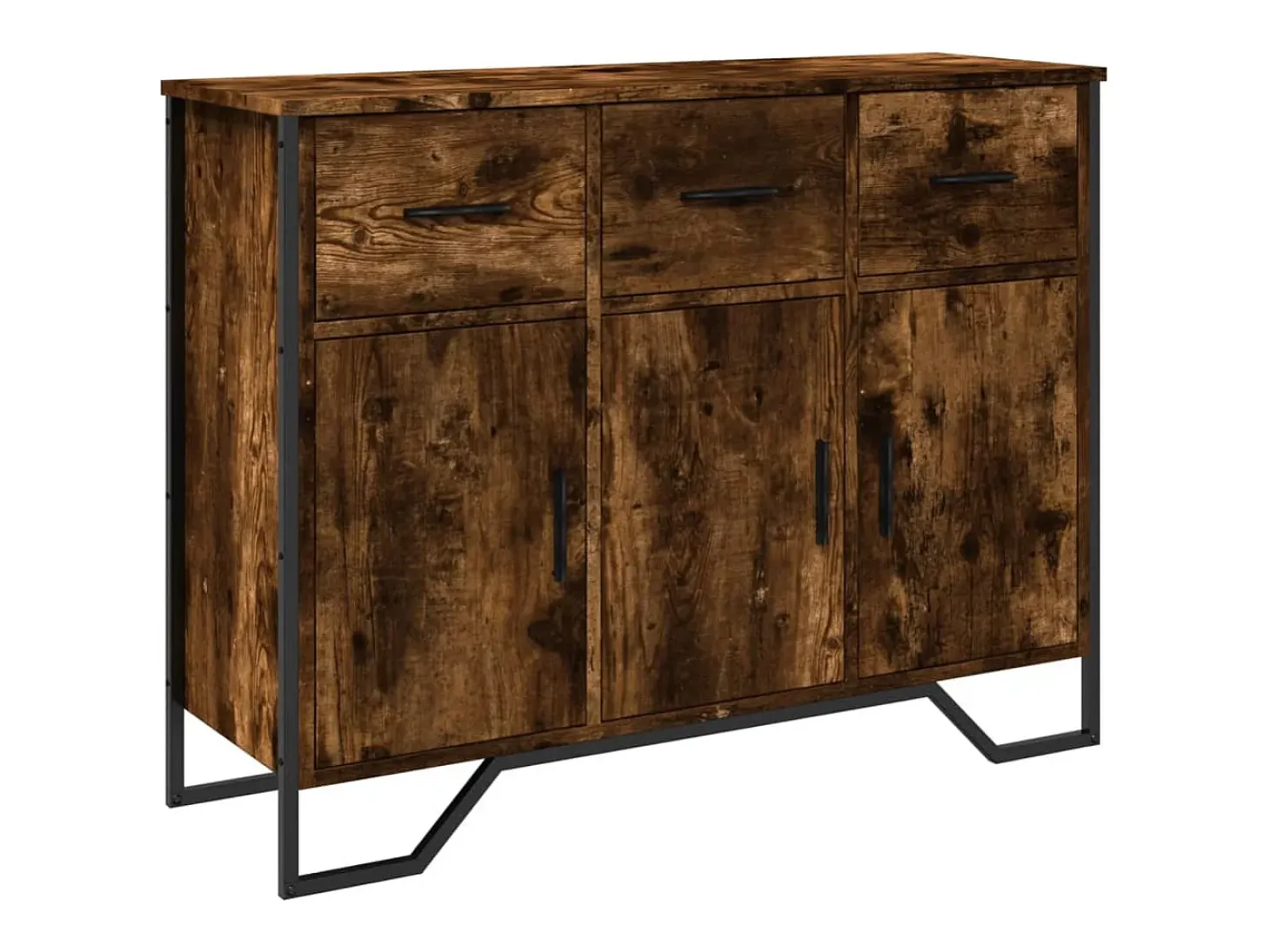 Aparador de roble ahumado 97x32,5x74,5 cm madera de ingeniería