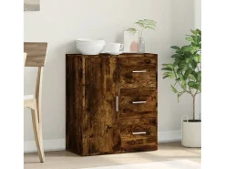 Aparador de roble ahumado 60x31x70 cm madera de ingeniería