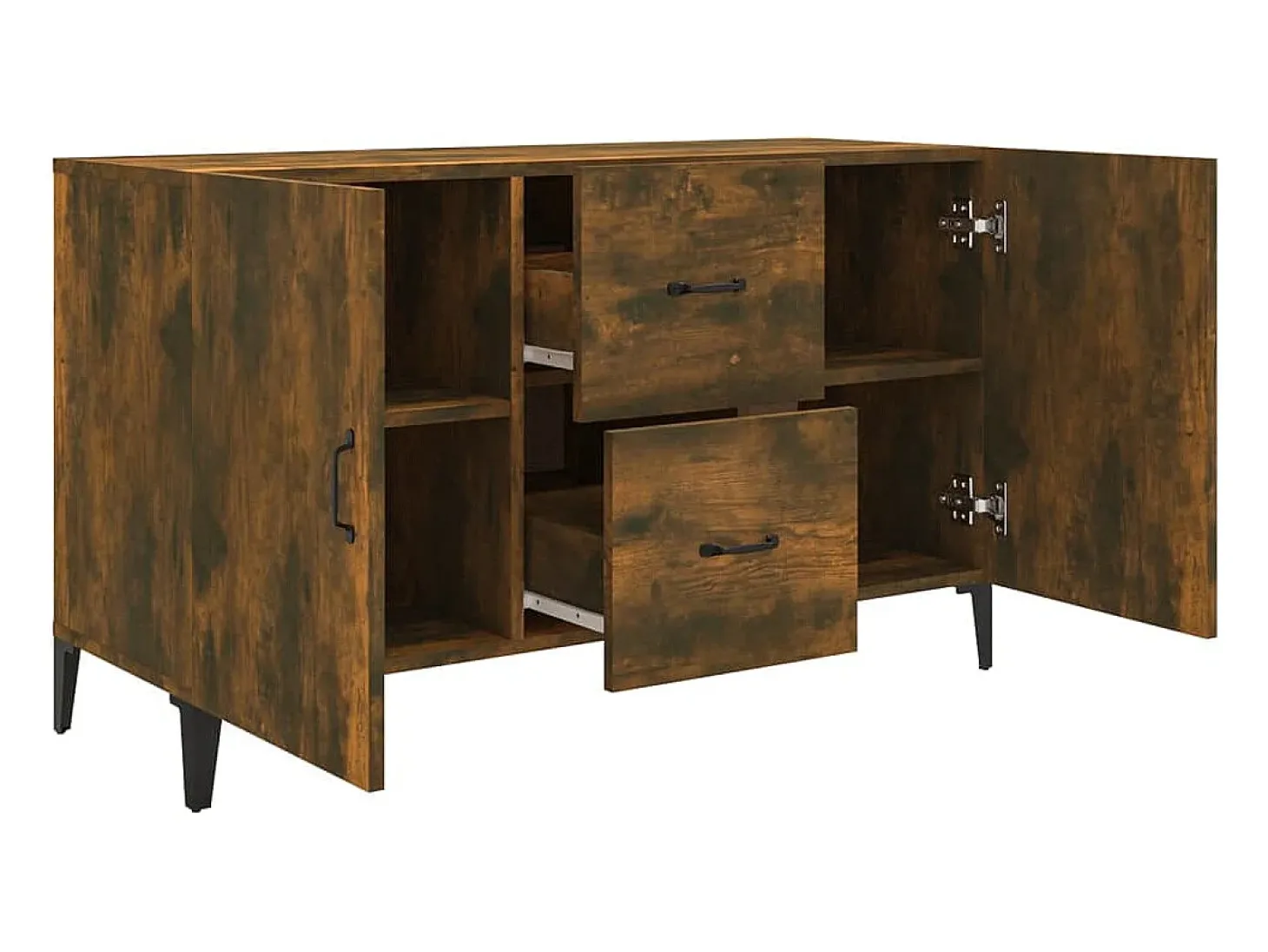 Aparador de roble ahumado 100x36x60 cm madera de ingeniería