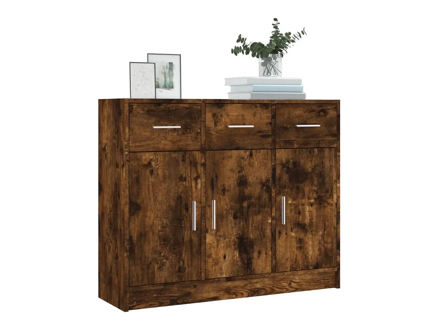 Aparador de roble ahumado 91x28x75 cm madera de ingeniería