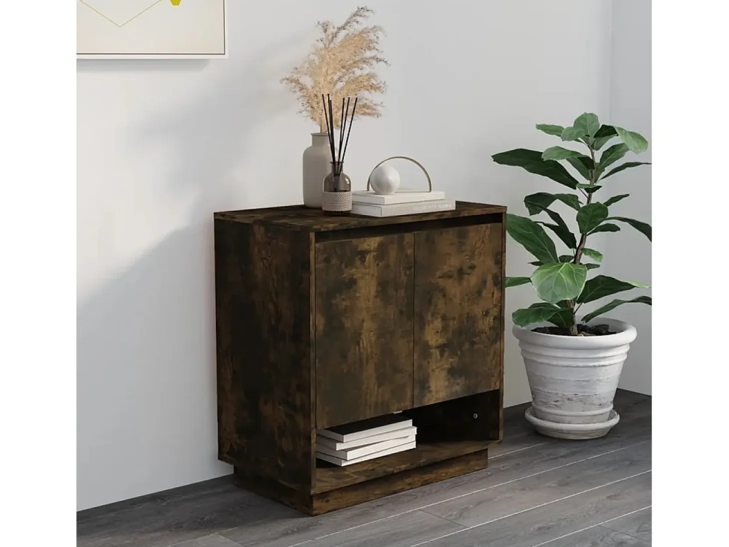 Aparador de roble ahumado 70x41x75 cm Madera de ingeniería