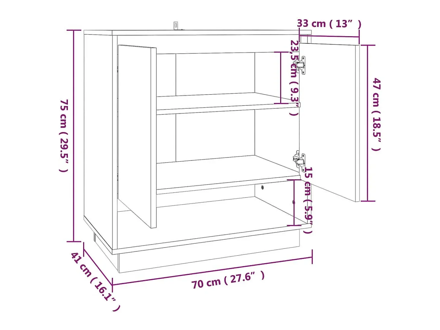 Aparador de roble ahumado 70x41x75 cm Madera de ingeniería