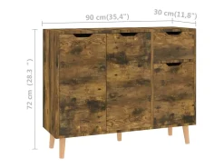 Aparador de roble ahumado 90x30x72 cm madera de ingeniería