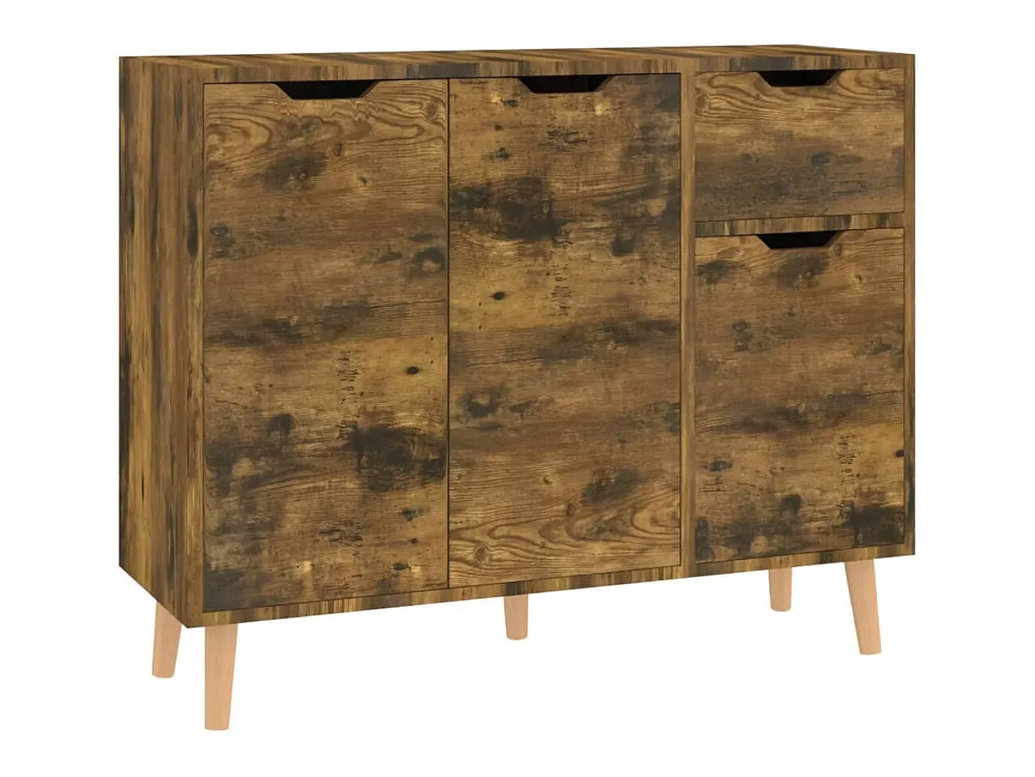 Aparador de roble ahumado 90x30x72 cm madera de ingeniería