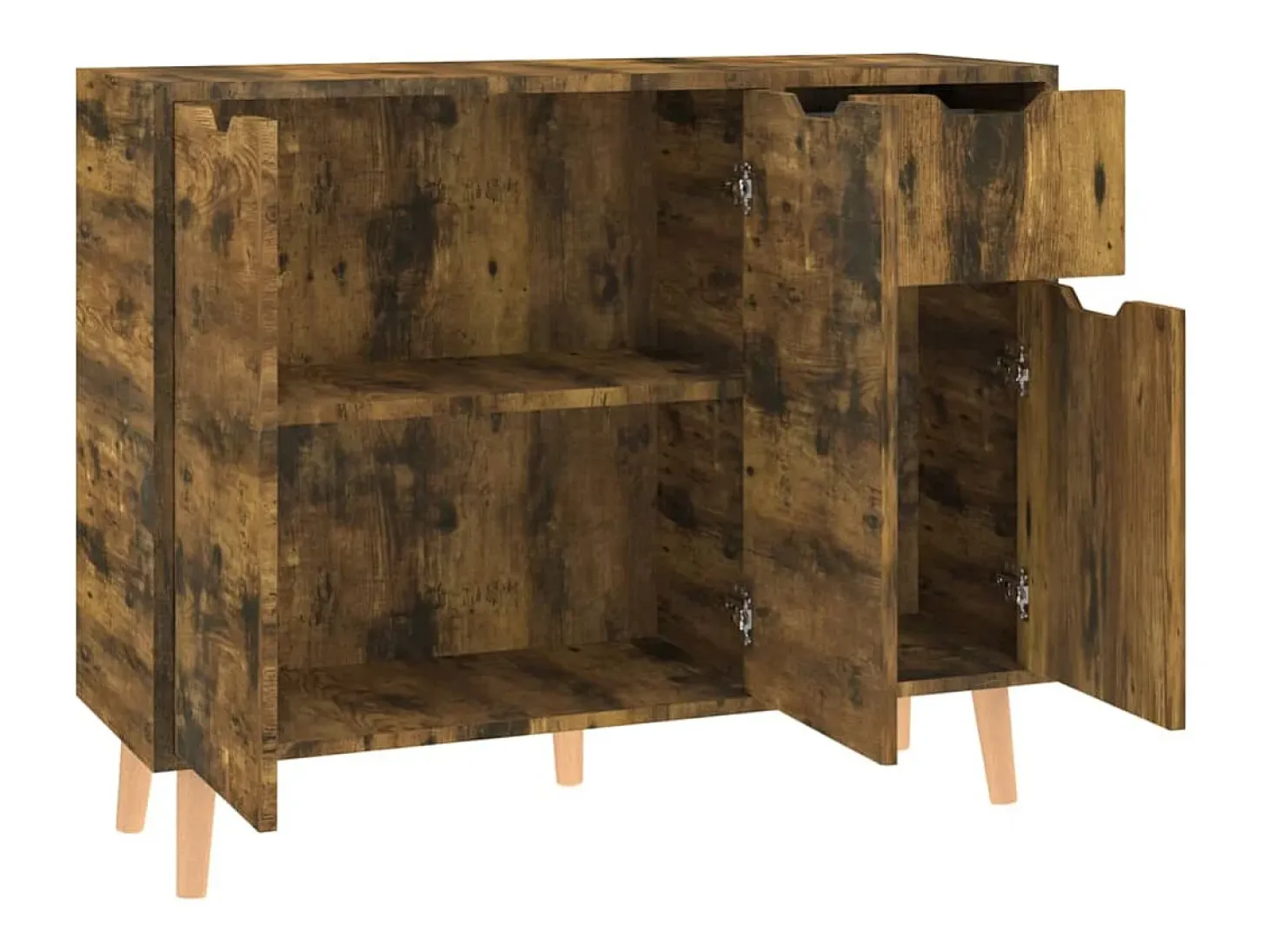 Aparador de roble ahumado 90x30x72 cm madera de ingeniería