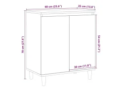 Aparador de roble artesanal 60x35x70 cm madera de ingeniería