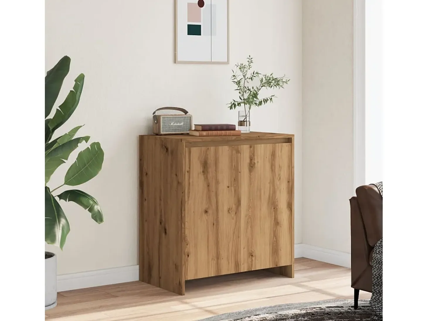Aparador de roble artesanal 70x41x75 cm madera de ingeniería