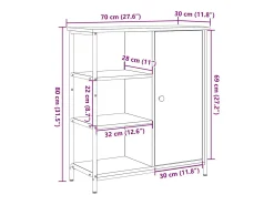 Aparador de roble artesanal 70x30x80 cm Madera de ingeniería