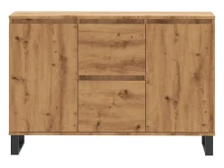 Aparador de roble artesanal 104x35x70 cm madera de ingeniería