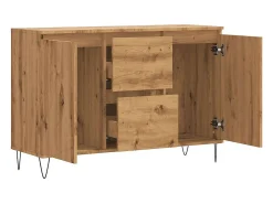 Aparador de roble artesanal 104x35x70 cm madera de ingeniería
