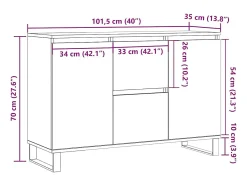 Aparador de roble artesanal 104x35x70 cm madera de ingeniería