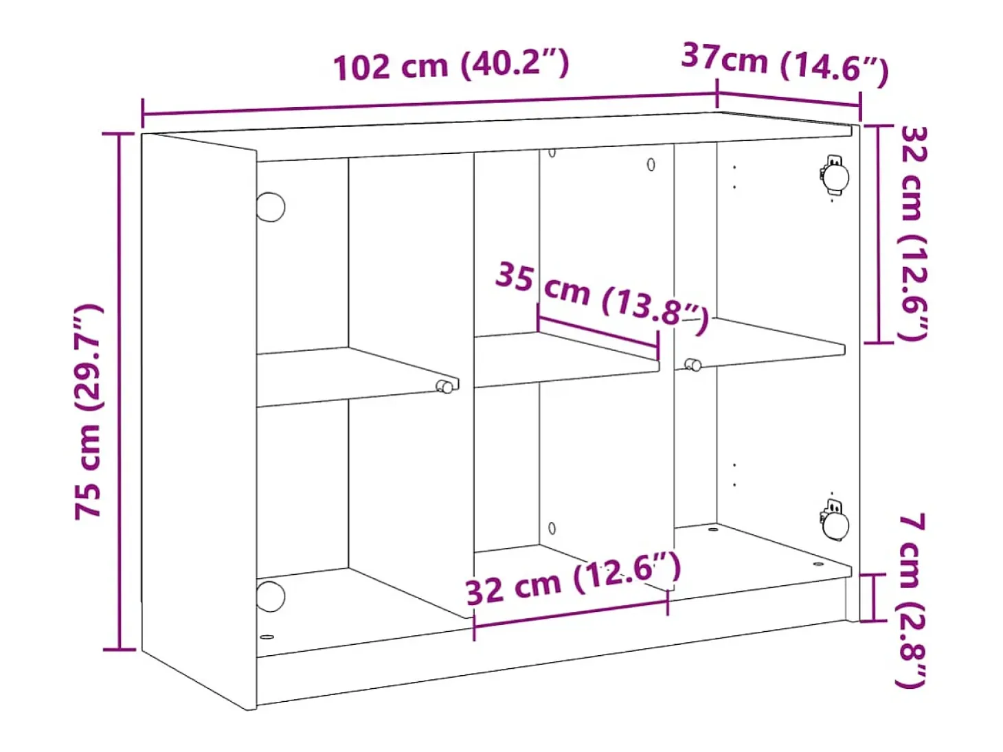 Aparador de roble artesanal 102x37x75,5 cm madera de ingeniería