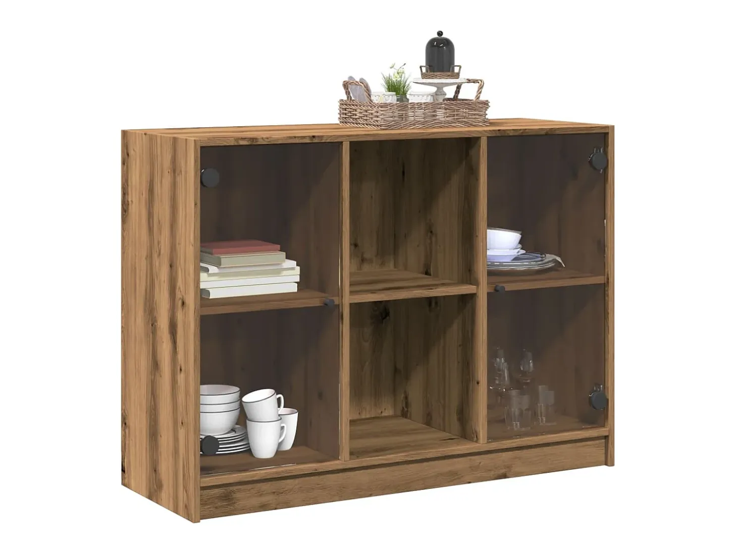 Aparador de roble artesanal 102x37x75,5 cm madera de ingeniería