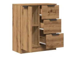 Aparador de roble artesanal 60x30x70 cm madera de ingeniería