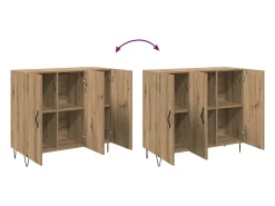 Aparador de roble artesanal 90 x 34 x 80 cm Madera de ingeniería