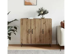Aparador de roble artesanal 90 x 34 x 80 cm Madera de ingeniería