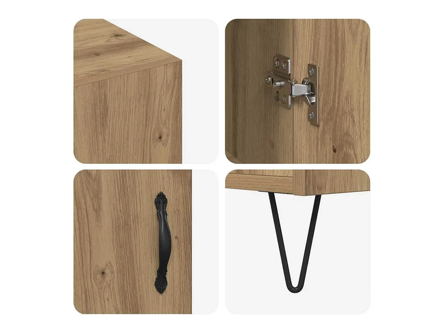 Aparador de roble artesanal 90 x 34 x 80 cm Madera de ingeniería
