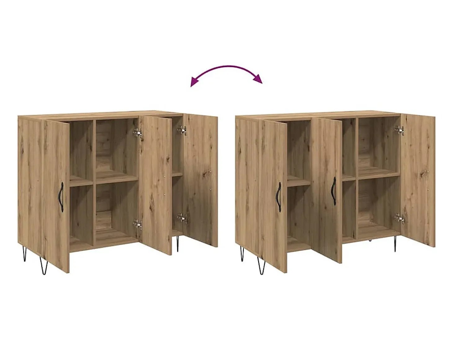 Aparador de roble artesanal 90 x 34 x 80 cm Madera de ingeniería