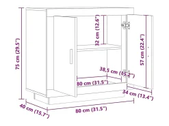 Aparador de roble artesanal 80x40x75 cm madera de ingeniería