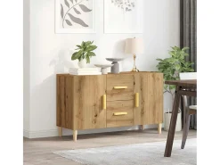 Aparador de roble artesanal 100x36x60 cm madera de ingeniería