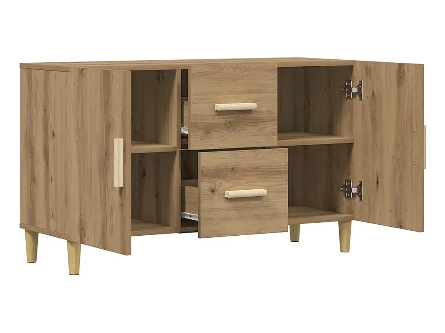 Aparador de roble artesanal 100x36x60 cm madera de ingeniería
