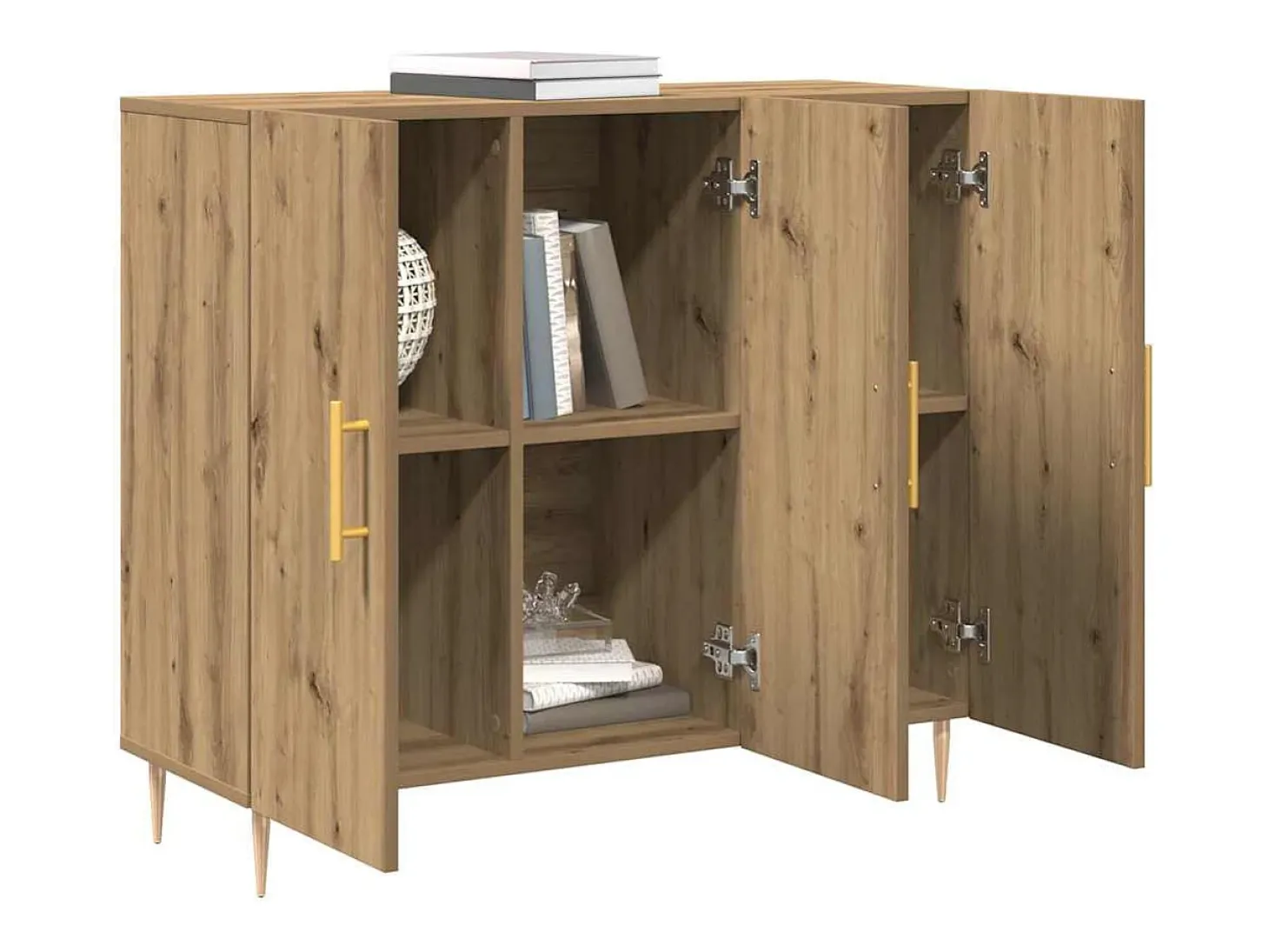 Aparador de roble artesanal 90x34x80 cm Madera de ingeniería