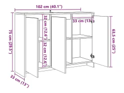 Aparador de roble artesanal 102x33x75 cm madera de ingeniería