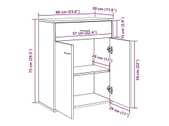 Aparador de roble artesanal 60x30x75 cm madera de ingeniería
