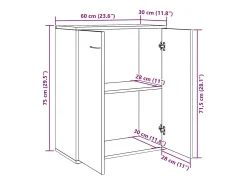 Aparador de roble artesanal 60x30x75 cm madera de ingeniería