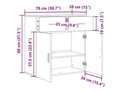 Aparador de roble hecho a mano 79 x 38 x 80 cm Madera de ingeniería