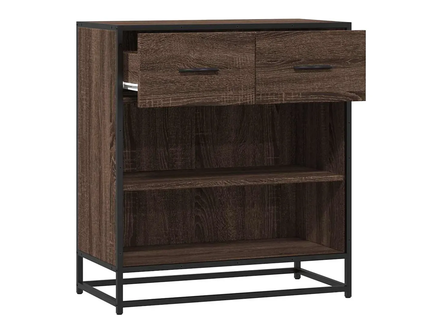 Aparador de roble marrón 68x35x76 cm madera de ingeniería