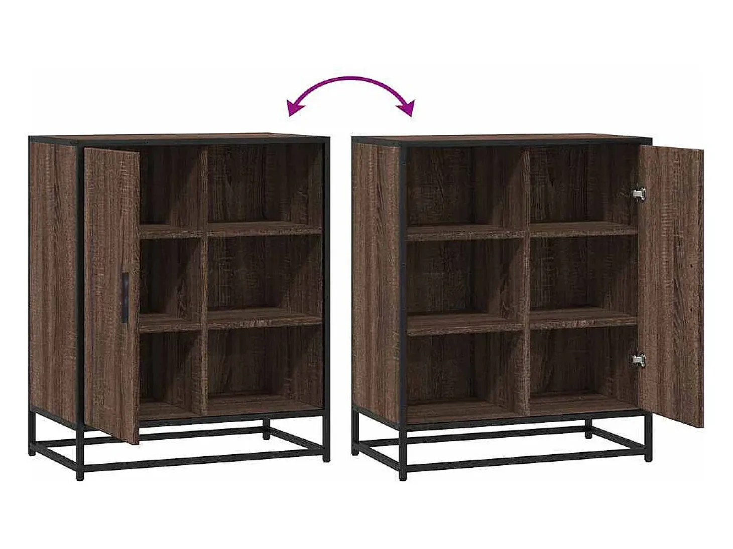 Aparador de roble marrón 62x35x76 cm madera de ingeniería