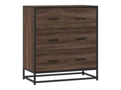 Aparador de roble marrón 68x35x76 cm madera contrachapada y metal