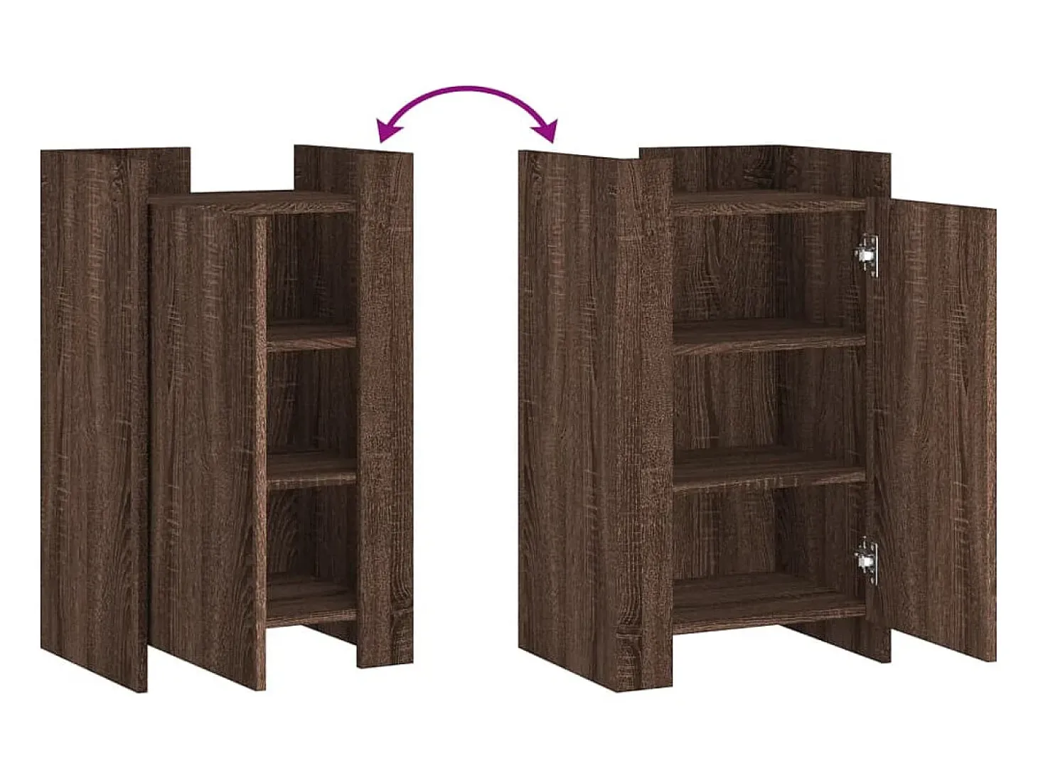 Aparador de roble marrón 45x35x75 cm madera de ingeniería