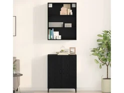 Aparador de roble negro 69,5 x 32,5 x 180 cm Madera de ingeniería