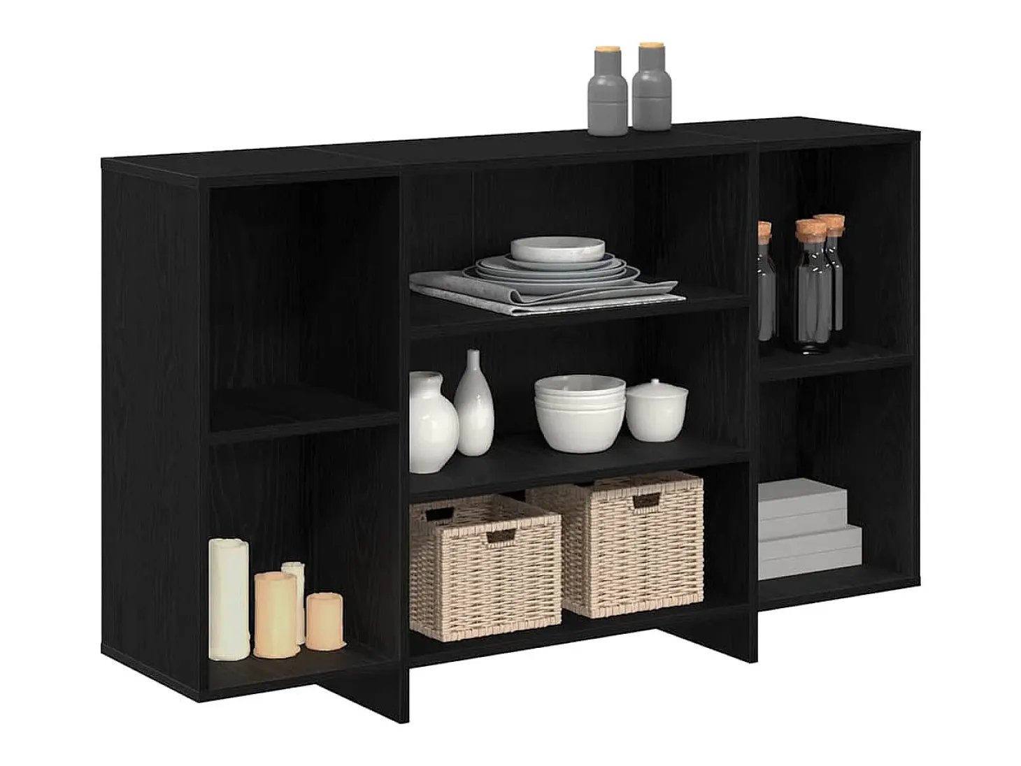 Aparador de roble negro 120 x 30 x 75 cm Madera de ingeniería