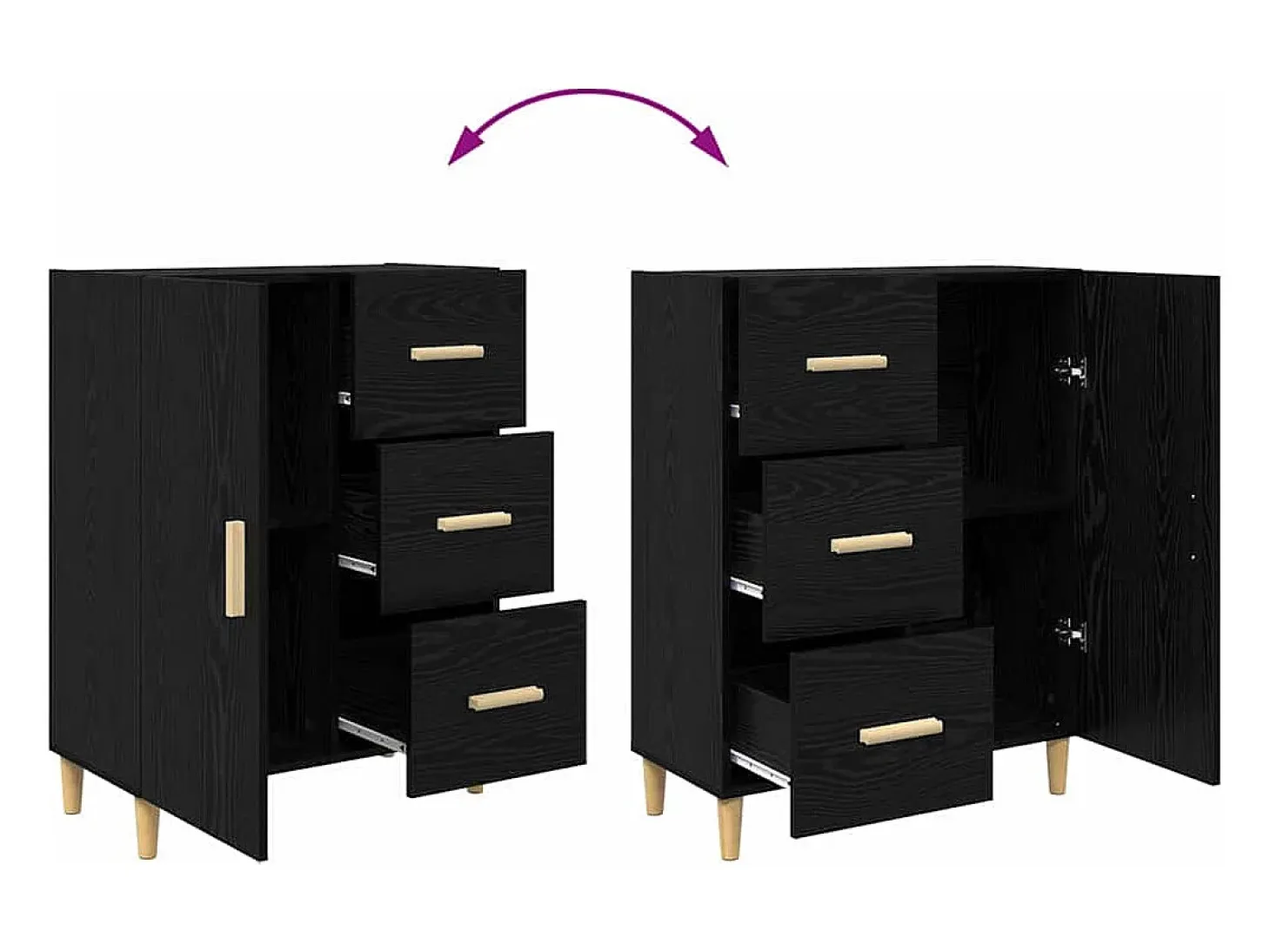 Aparador de roble negro 34 x 69,5 x 90 cm Madera de ingeniería