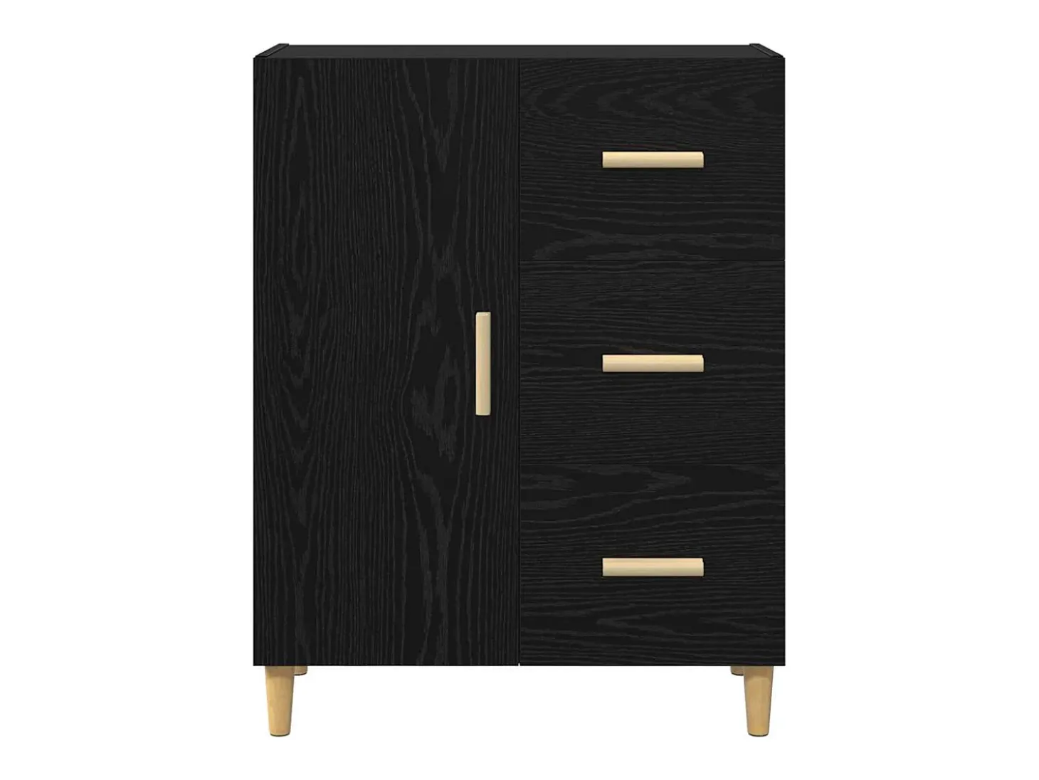 Aparador de roble negro 34 x 69,5 x 90 cm Madera de ingeniería