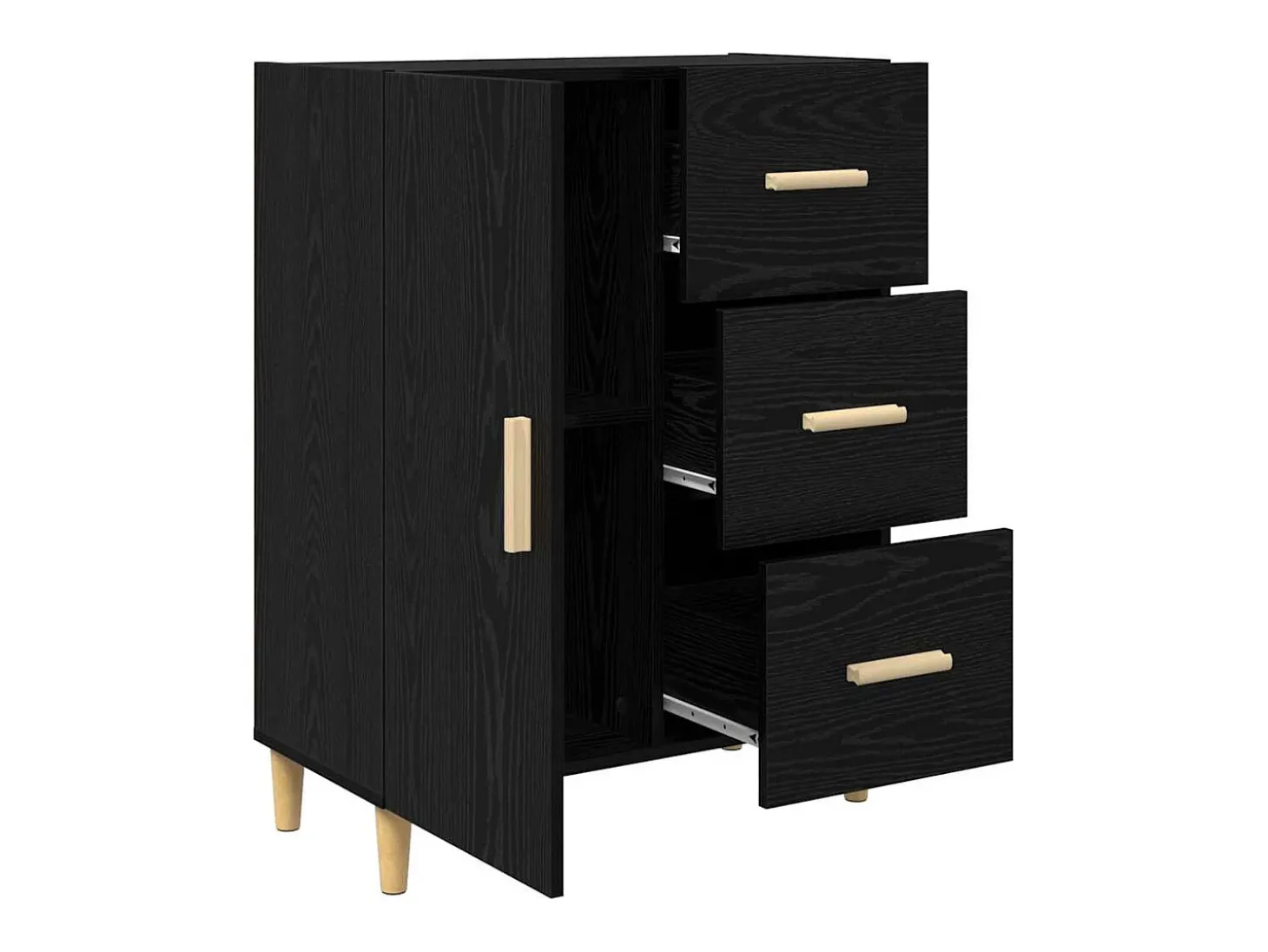Aparador de roble negro 34 x 69,5 x 90 cm Madera de ingeniería