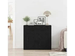 Aparador de roble negro 80x33x70 cm Madera de ingeniería
