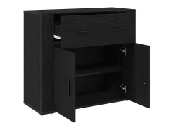 Aparador de roble negro 80x33x70 cm Madera de ingeniería