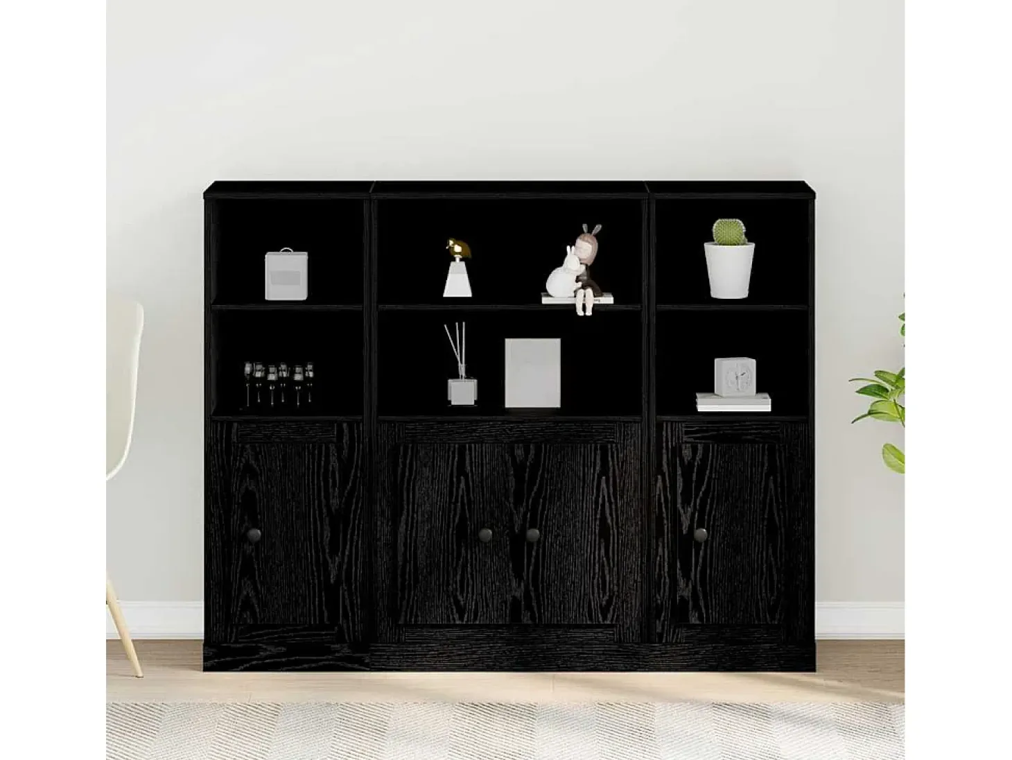 Aparador de roble negro 132x35,5x103,5 cm en madera de ingeniería