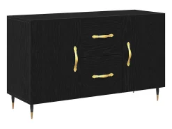 Aparador de roble negro 100x36x60 cm Madera de ingeniería