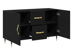 Aparador de roble negro 100x36x60 cm Madera de ingeniería