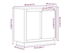 Aparador de roble negro 80x34x75 cm Madera de ingeniería